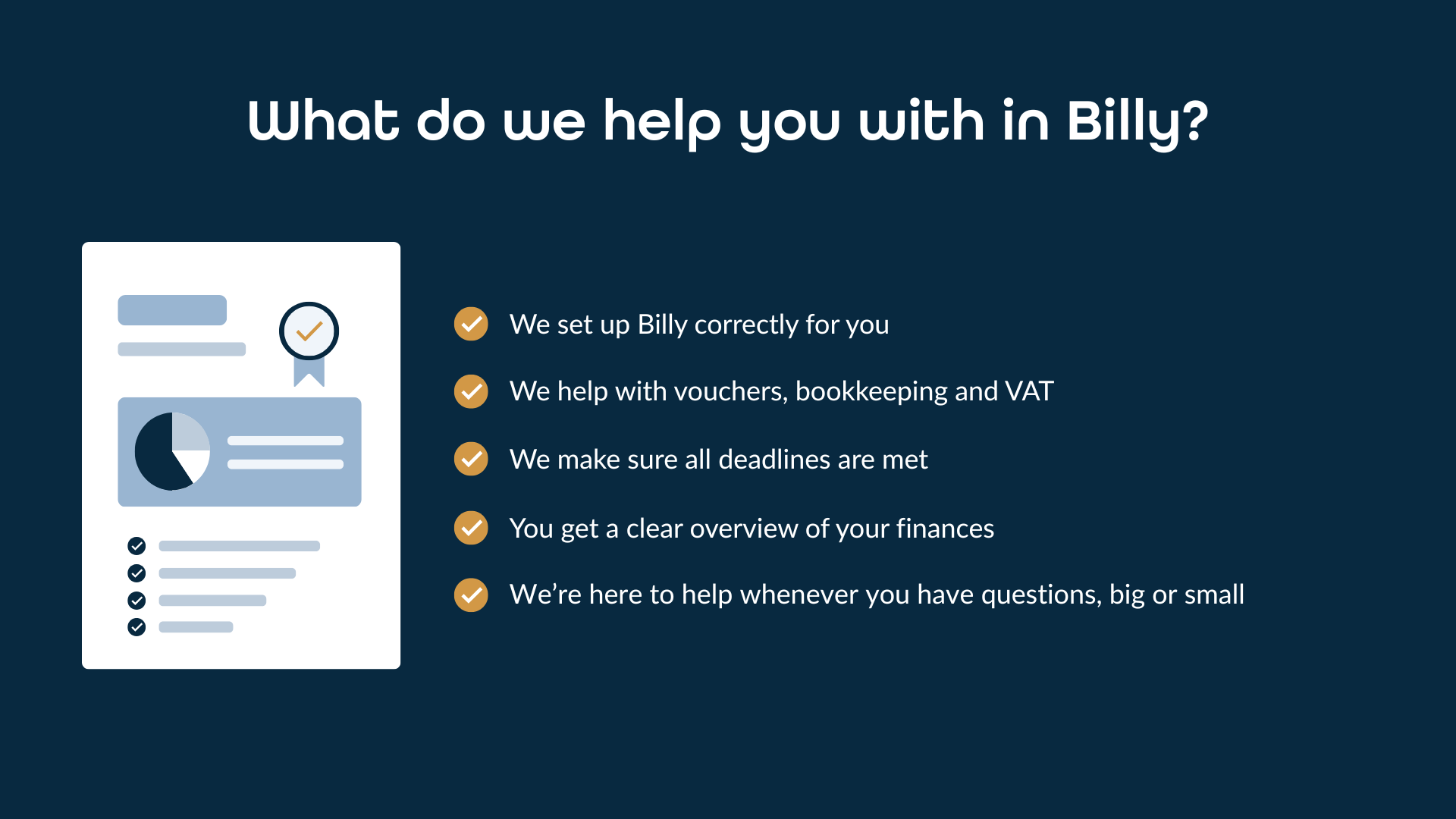 Overview of the bookkeeping and VAT support Accountview provides in Billy accounting software