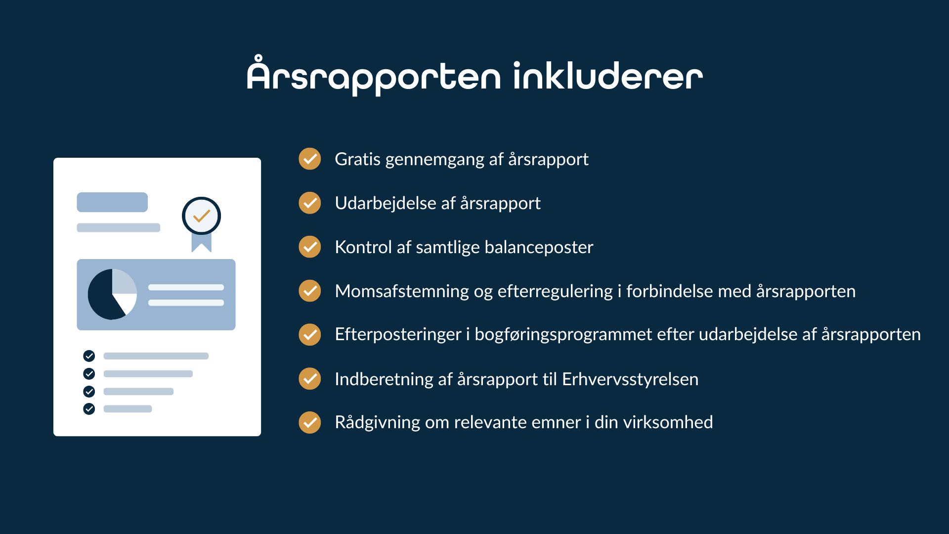 Oversigt over, hvad der er inkluderet i udarbejdelsen af årsrapport for anpartsselskaber